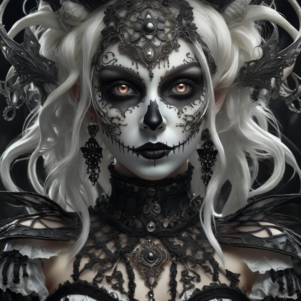 Haunting Pierrot Jester in Dark Fantasy Style