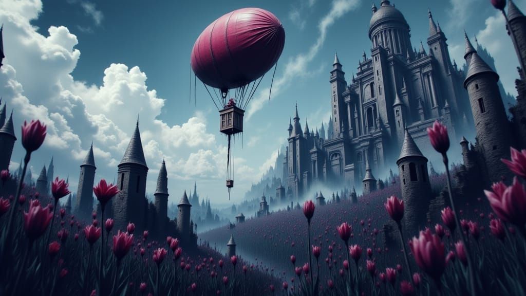 Anime Zeppelin Soars Over Cheerful Monsters