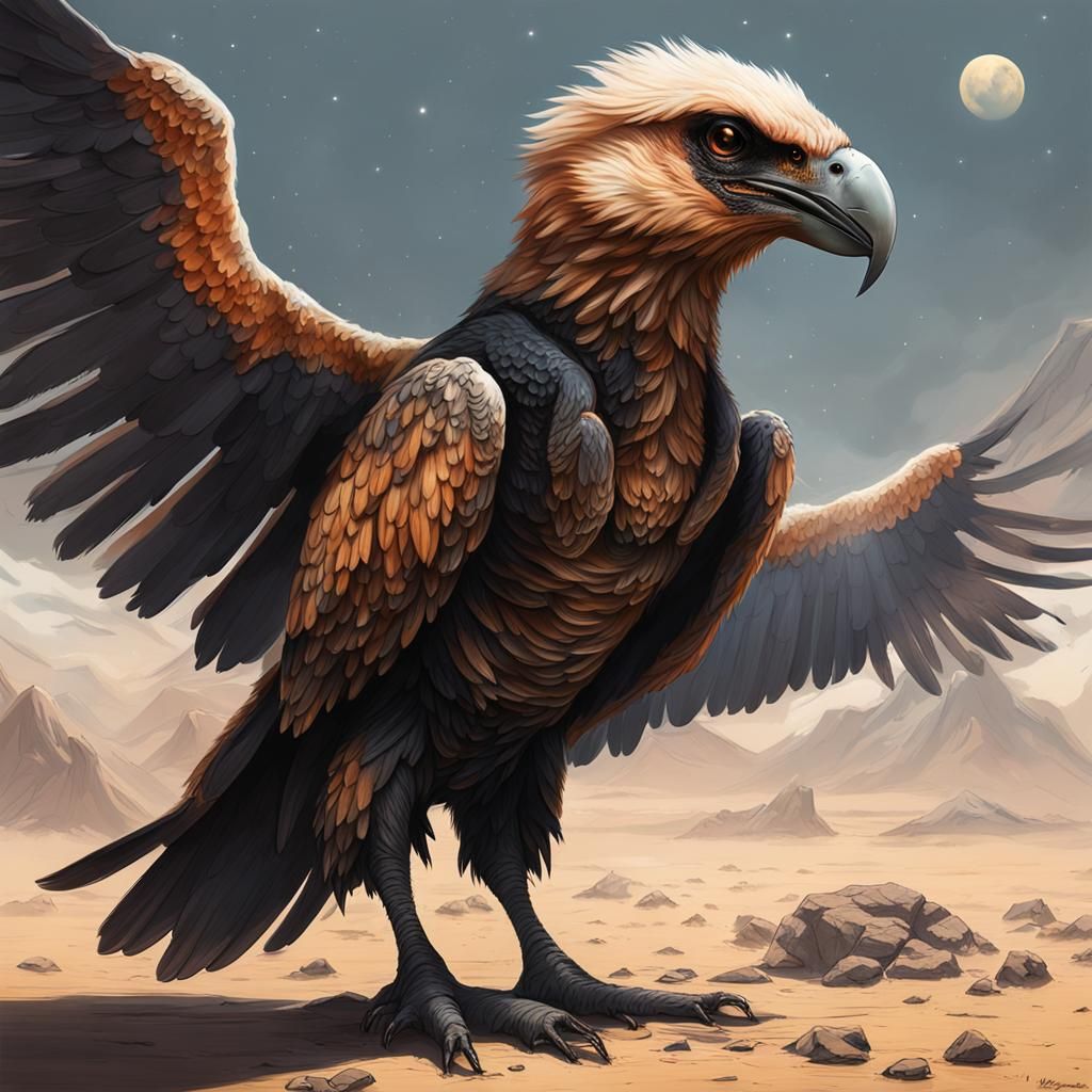 Alien Harpie Eagle Vulture on Exoplanet
