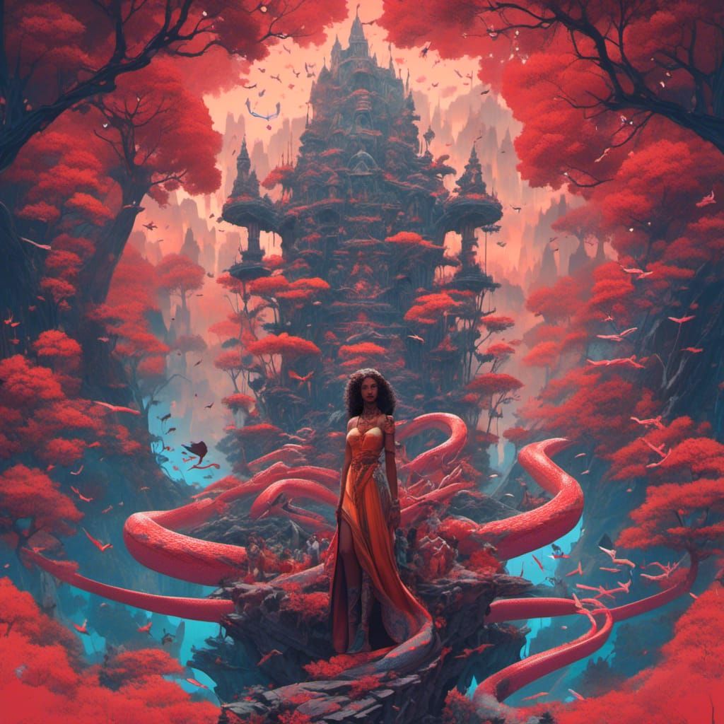 Detailed Snake Queen Fantasy Concept Art