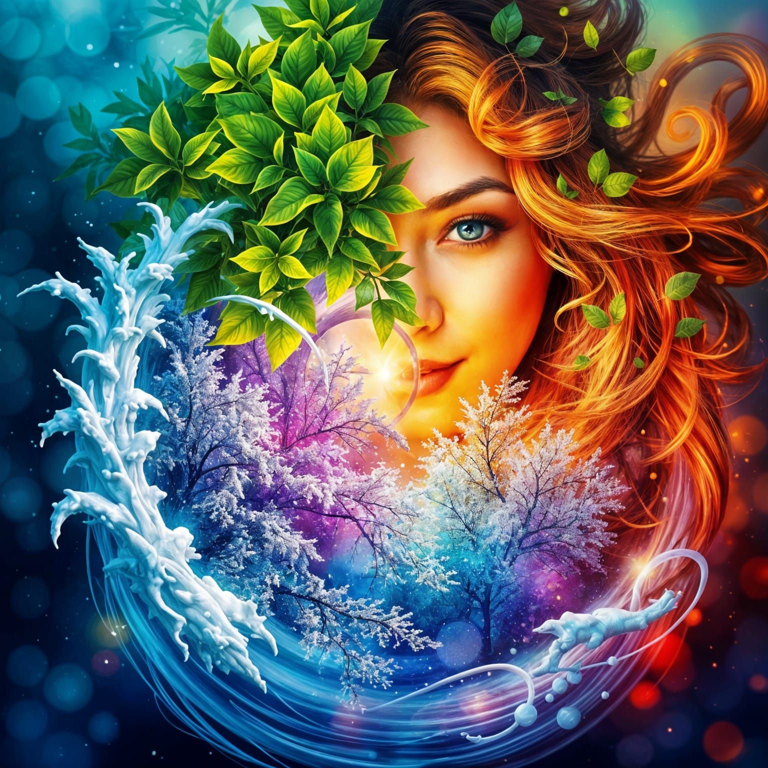 Vibrant Harmony of Seasons in Dreamlike Duality