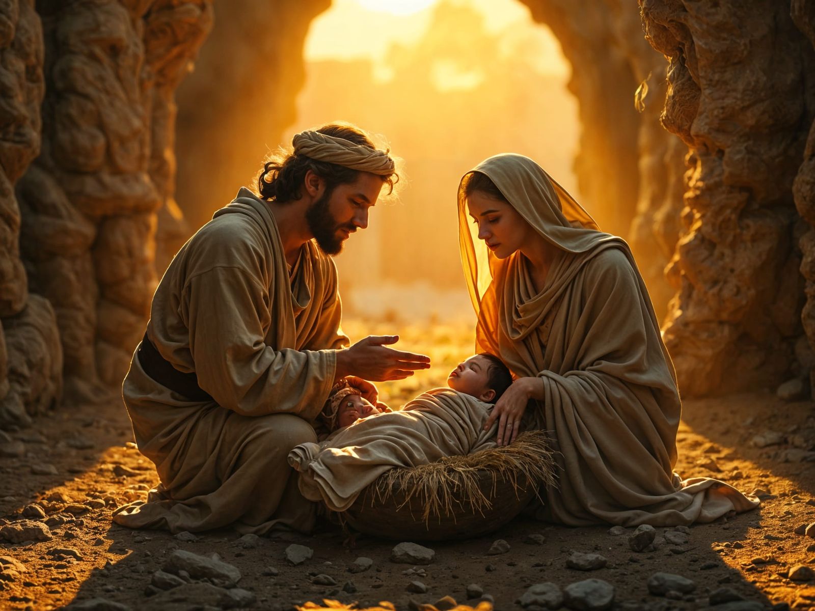 Surreal Nativity Scene Depicted in Maximalist Style