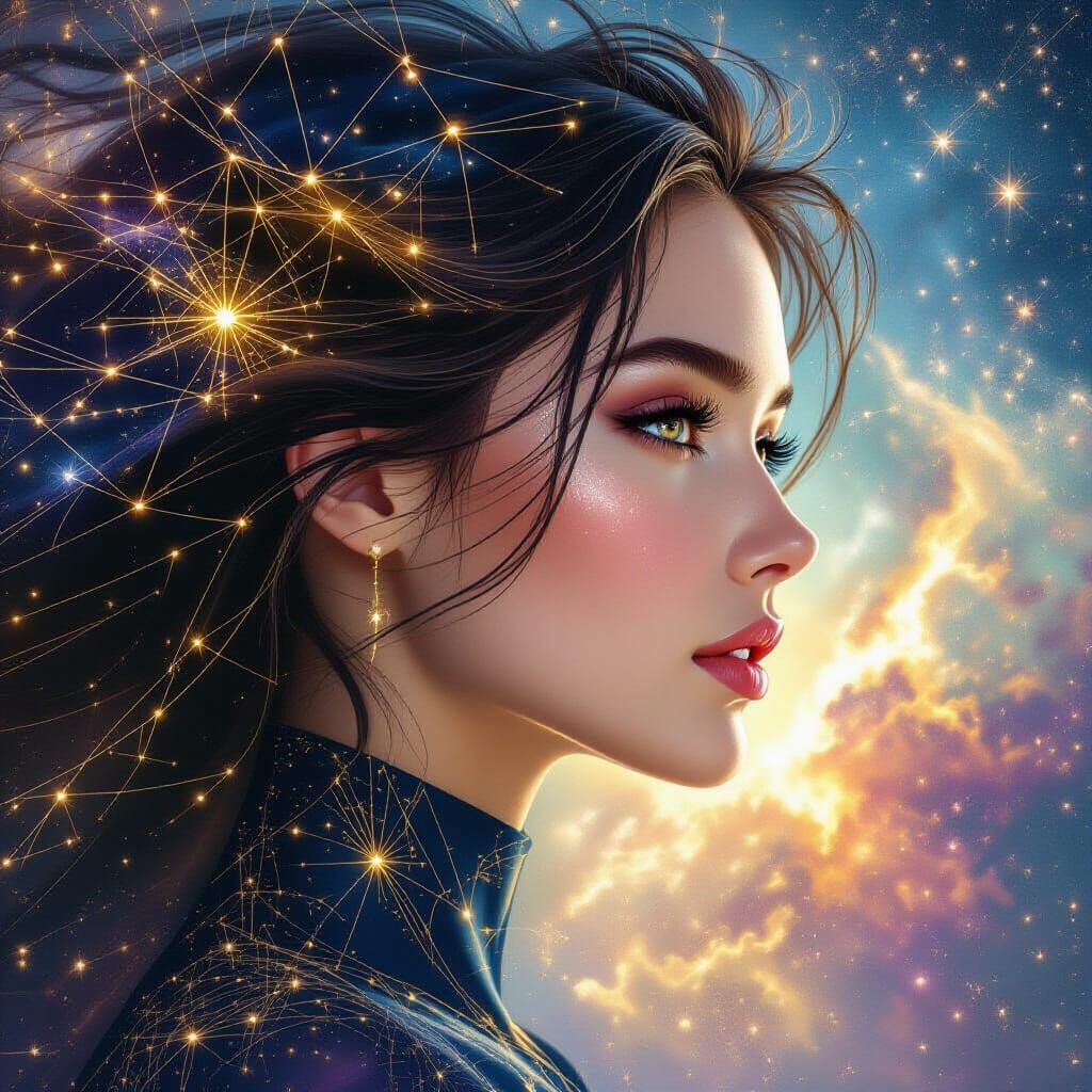 Cosmic Beauty: A Digital Art Portrait in Hyperrealism