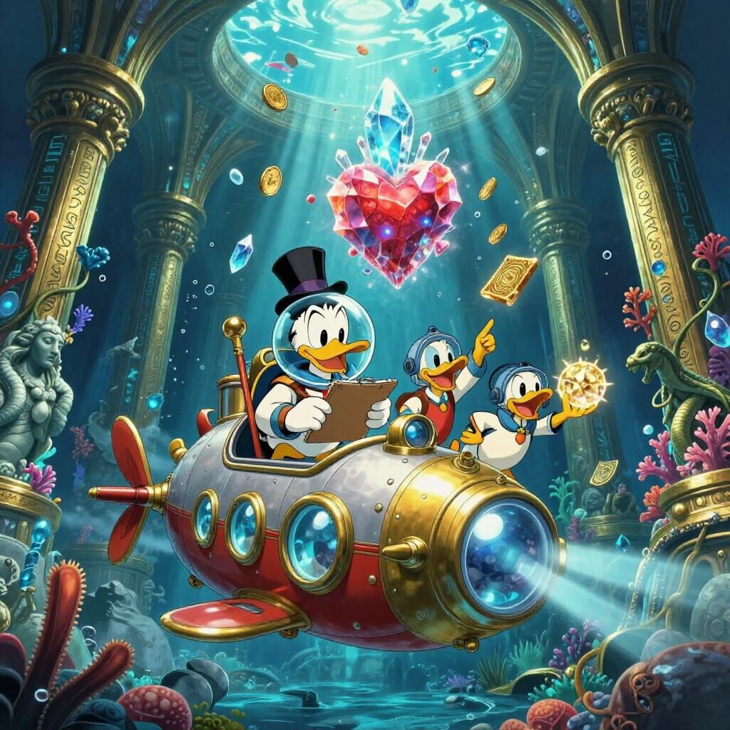 DuckTales Anime Underwater Adventure: Scrooge's Submarine in...
