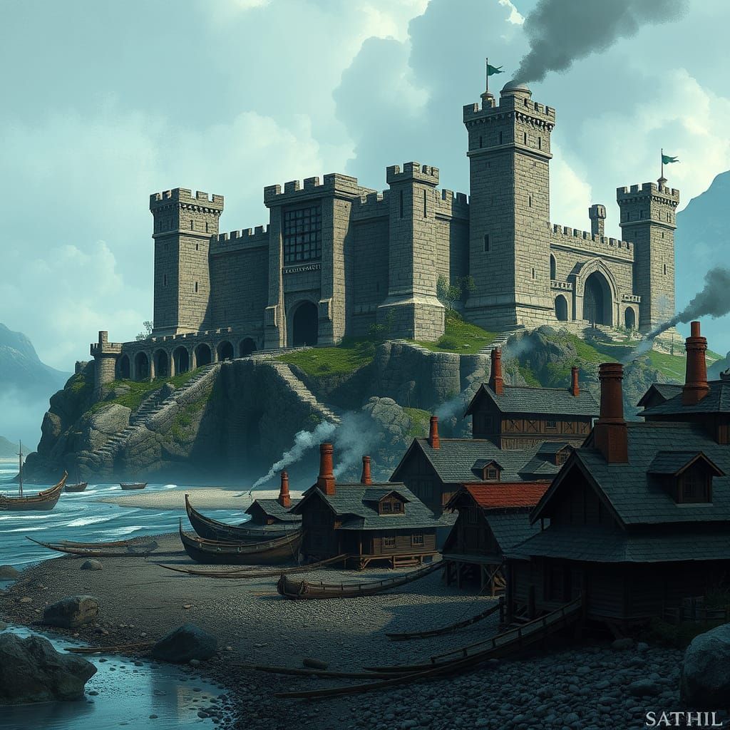 Sathil Settlement on Solstheim Coast: Fantasy Concept Art