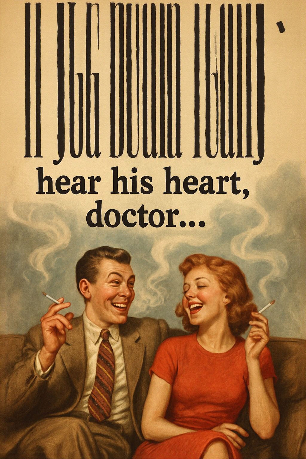 Vintage Ad: Couple Smoking, Surreal Detail