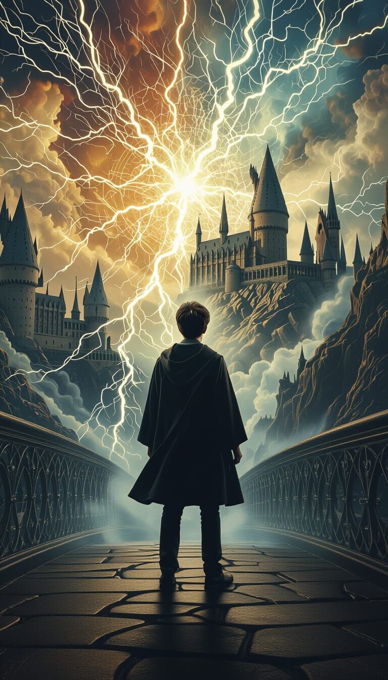 Harry Potter and Kinetic Electricity as Surrealist Oil Paint...