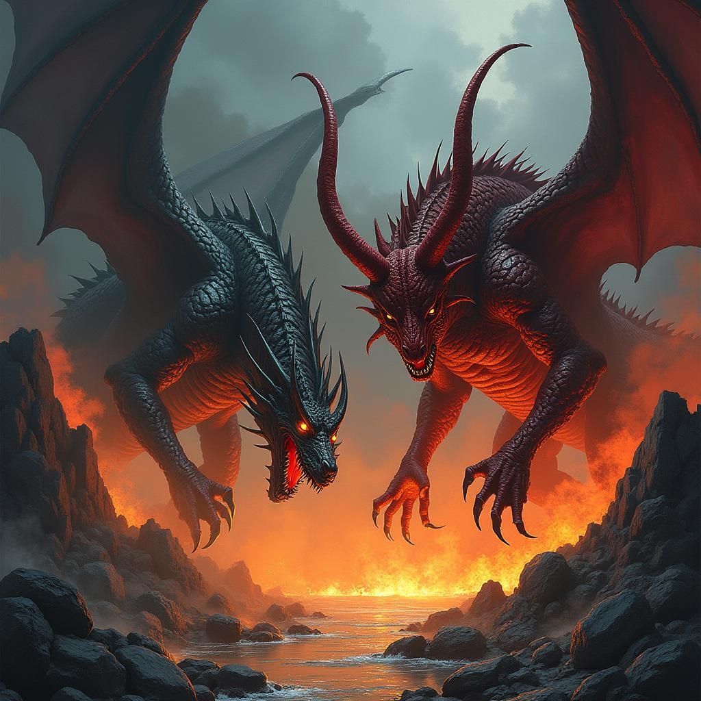 Dragons and Demons Clash in Dark Fantasy Realm