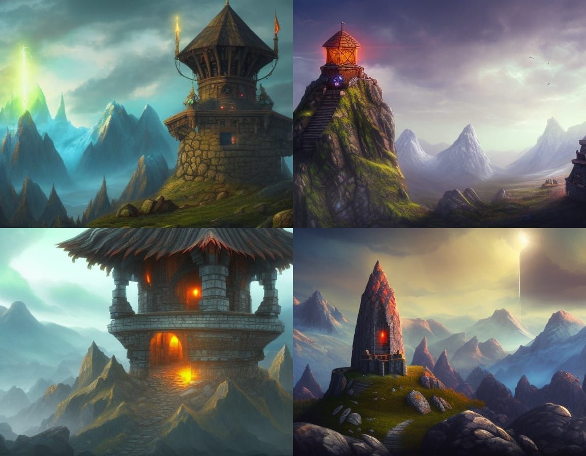 Dwarven Watch Tower Beacon in Detailed Matte Painting