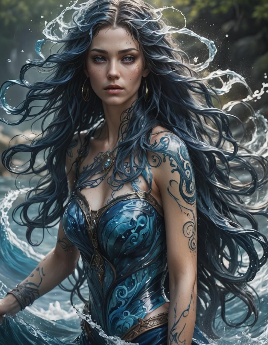 Water Elemental Druid summoning an Attack