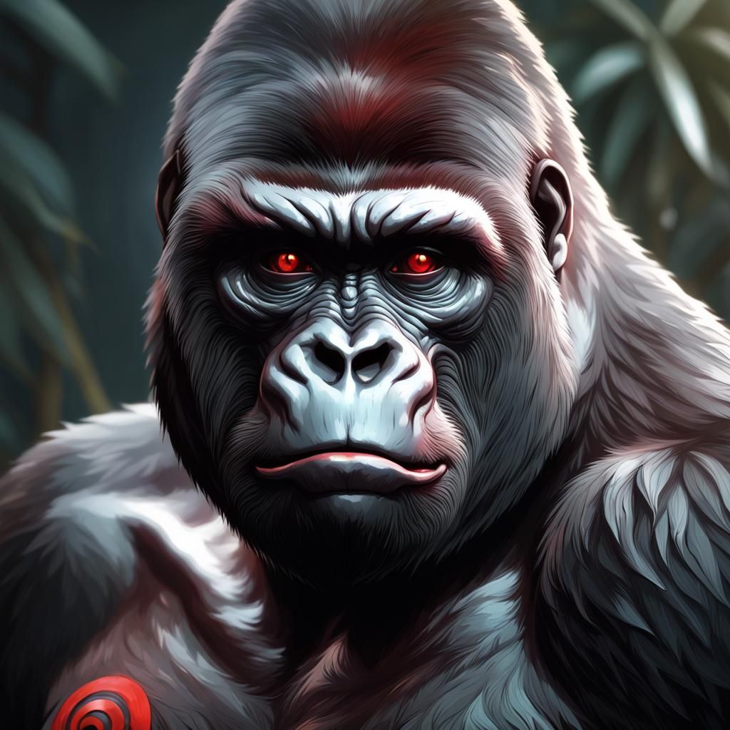 Gorilla with Sharingan Eyes, Detailed Portrait