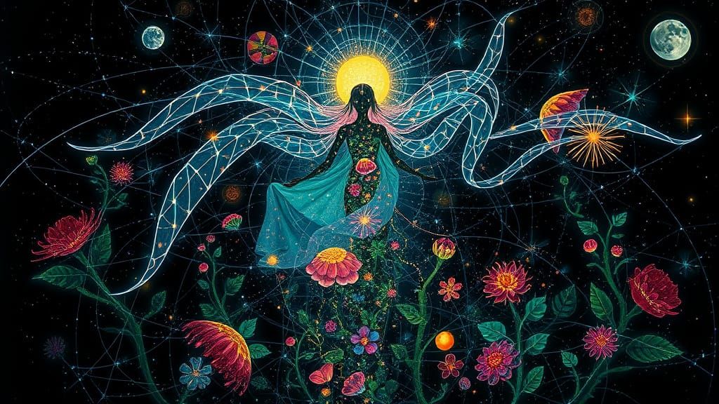 Cosmic Goddess Emerges from Dreamlike, Surreal Labyrinth