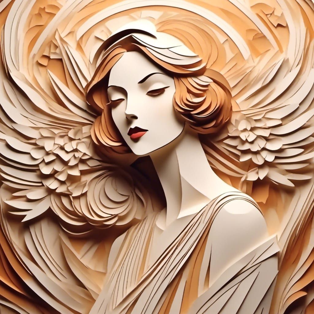Art Deco Woman in Paper-Cut Origami Style