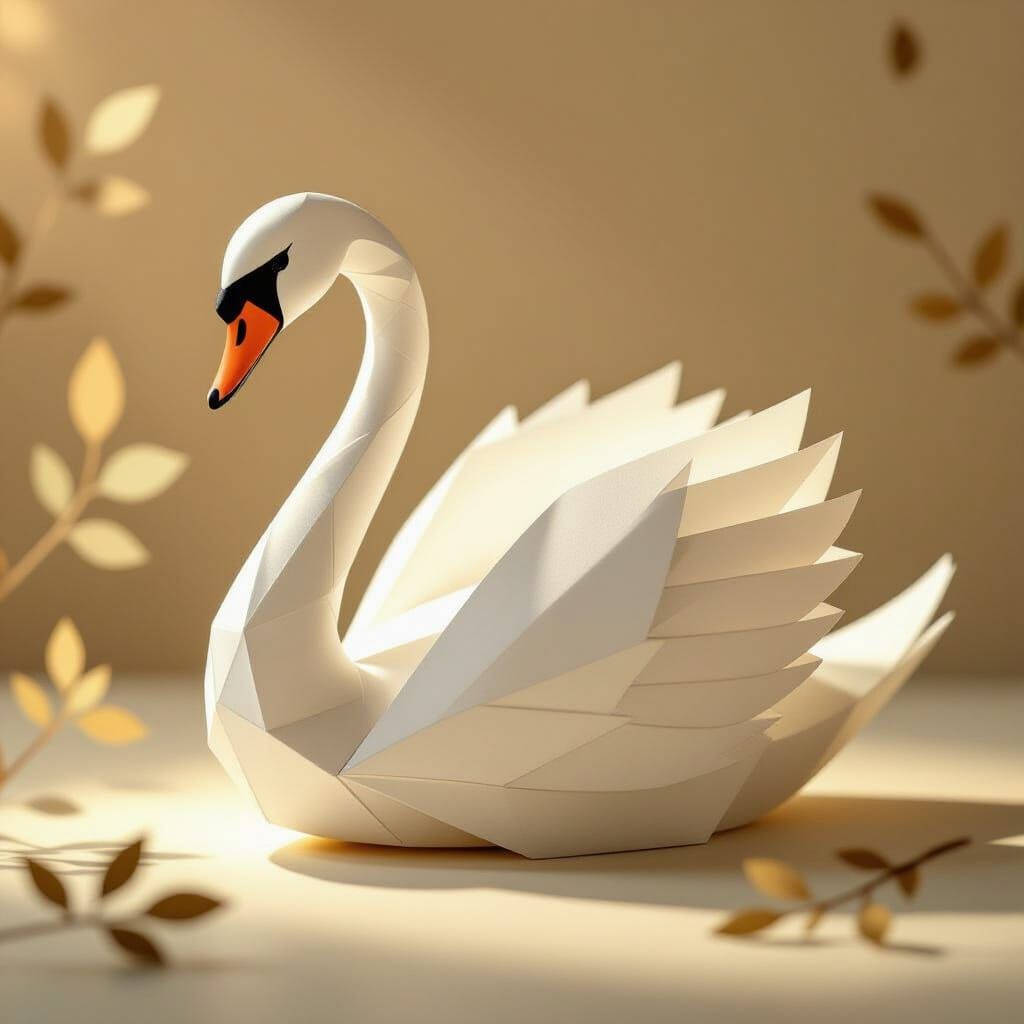 Charming Paper Swan in Illustrated Style
