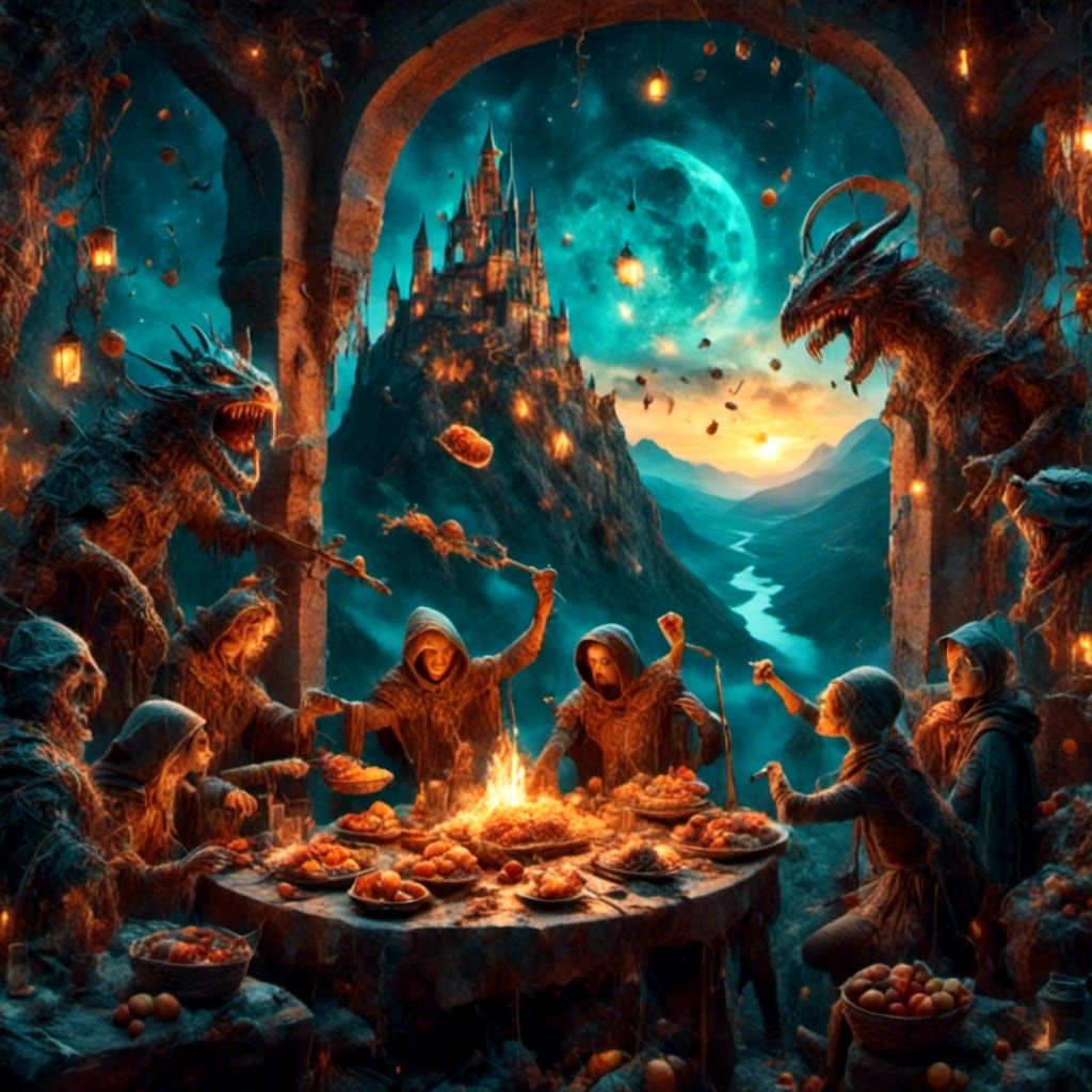 Demons and Aliens Food Fight Poster Art