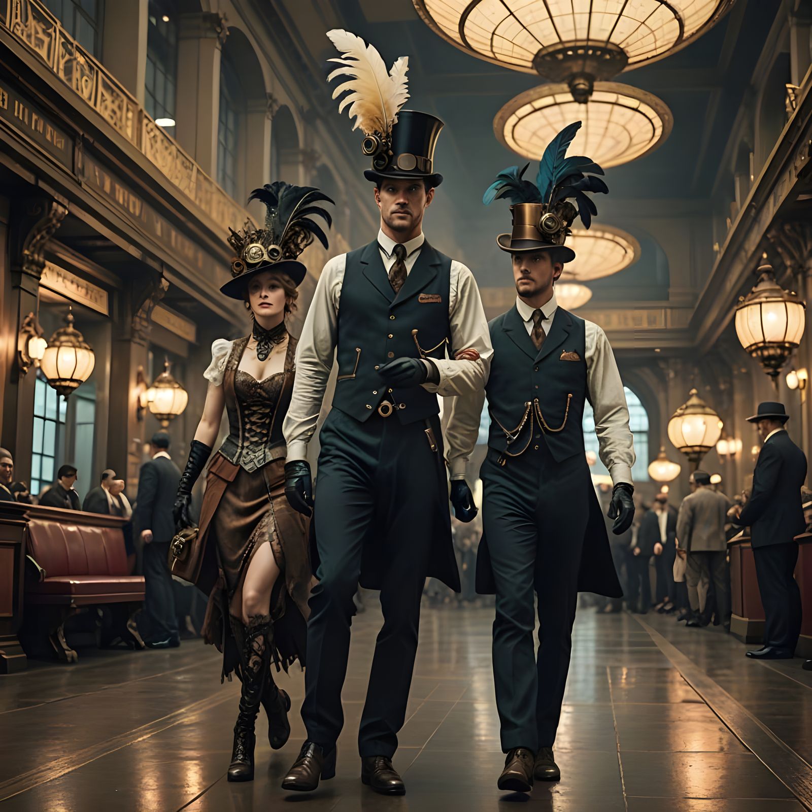 Steampunk Dancers in Elegant Opulence