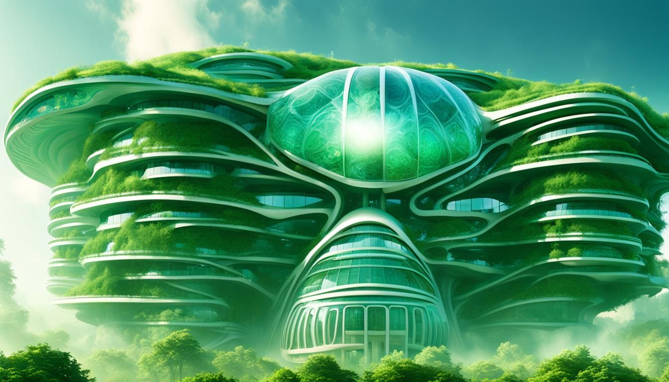 Surreal, Futuristic Biomechanical Architecture in Vibrant Bl...