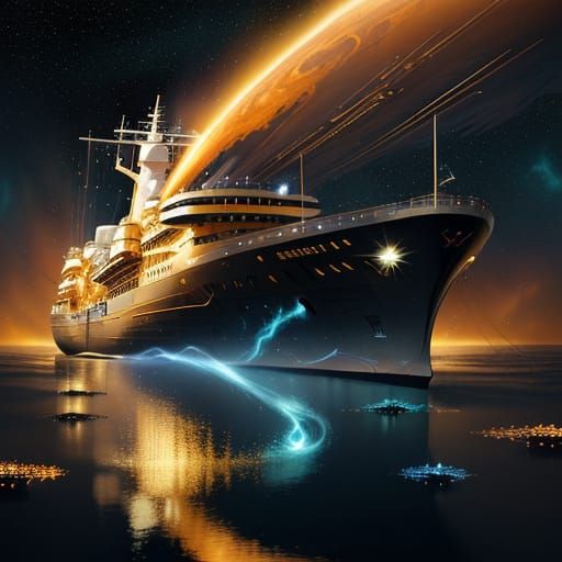 Sleek Space Cruiser Soars Across the Cosmos in Cinematic Sci...