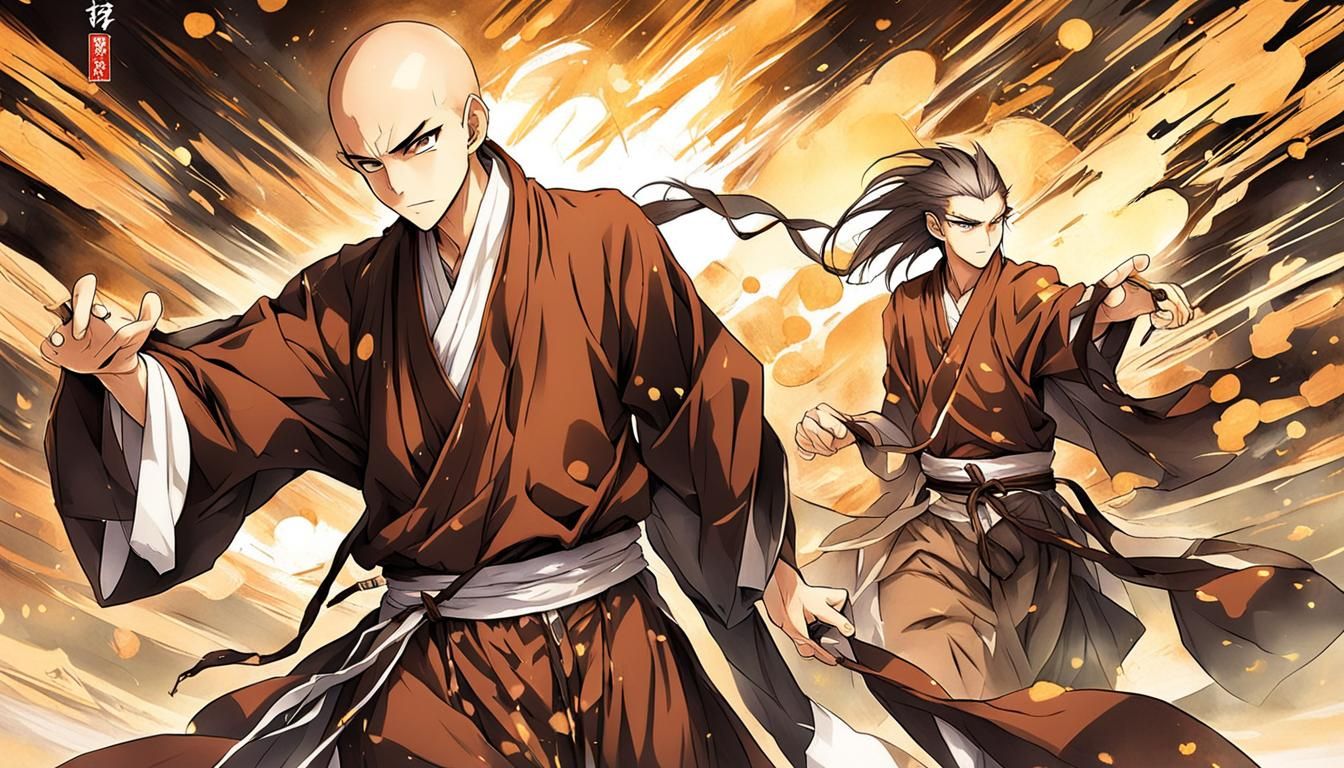 Compassionate Monk in Anime Key Visual Style