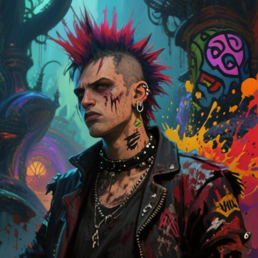 Early Punk Rebel in Matte Painting Style