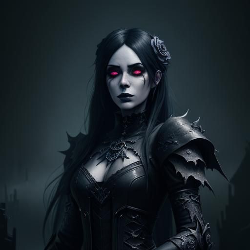 Ghostly Goth Girl in Detailed Matte Painting