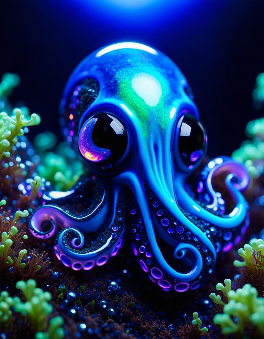 Luminol Blacklight Portrait of a Dichroic Chibi Squid