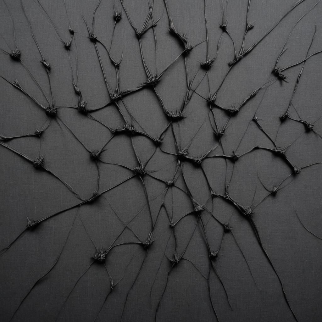Abstract Black Fibers on Canvas