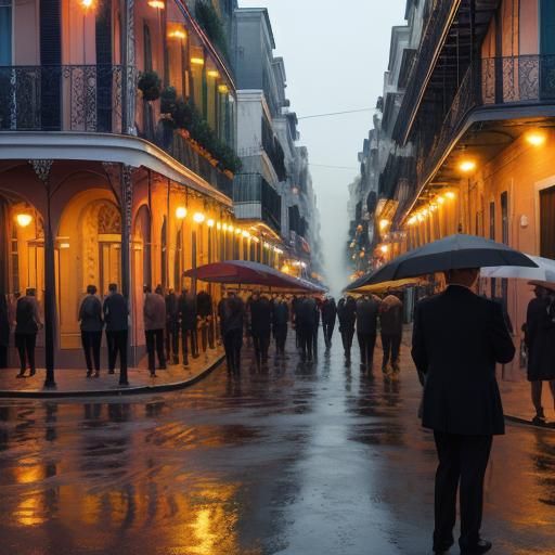 New Orleans at Night in Vintage Style
