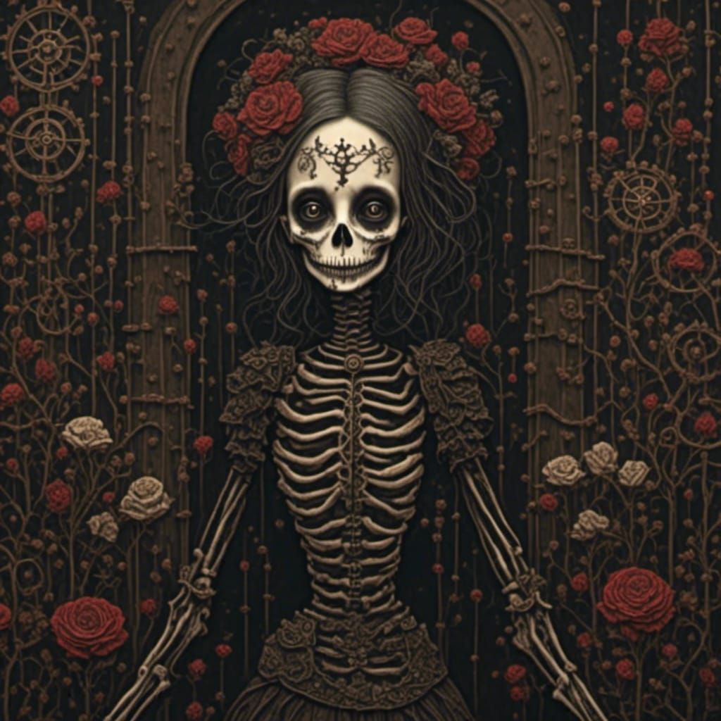 Skeleton Woman in Dark Fantasy Style
