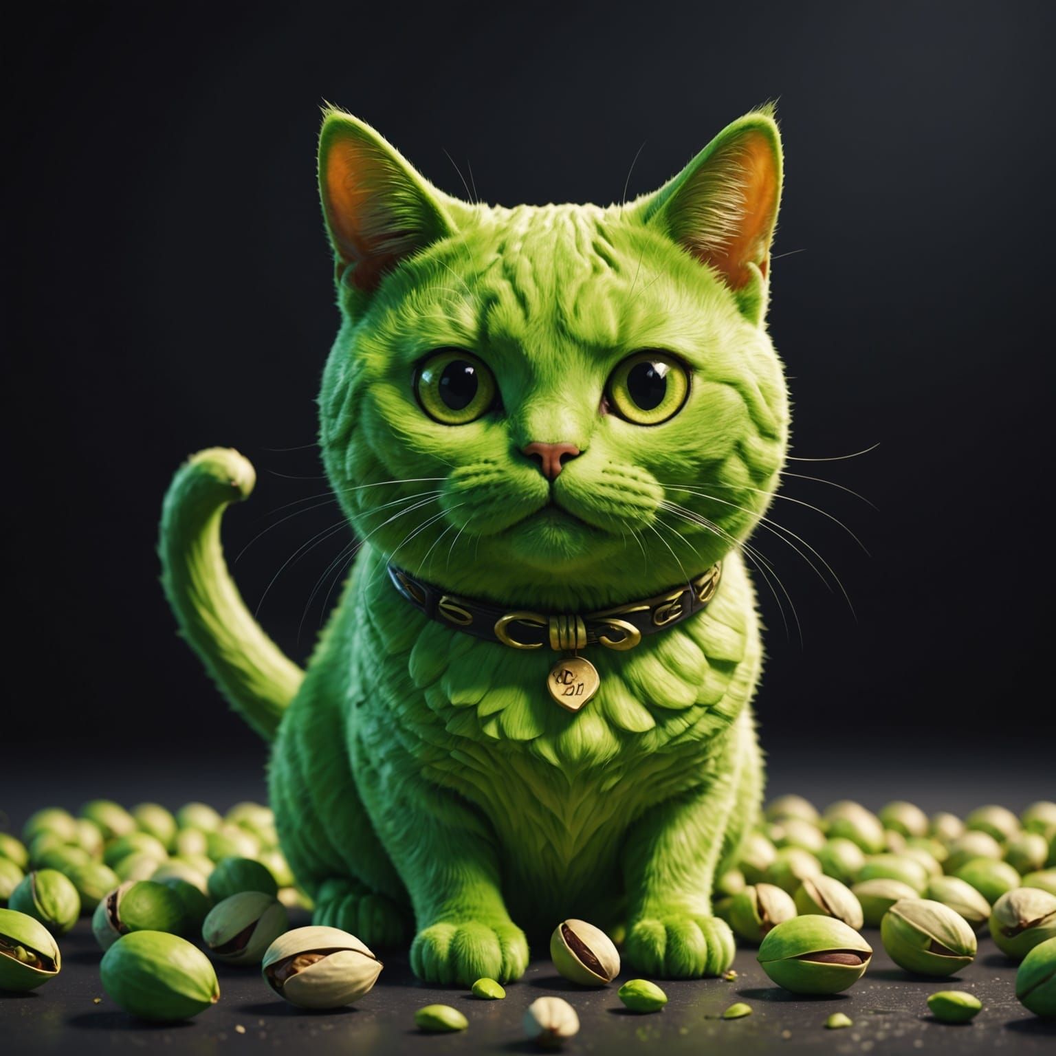 Pistachio Cat: Vibrant Graffiti Conceptual Art