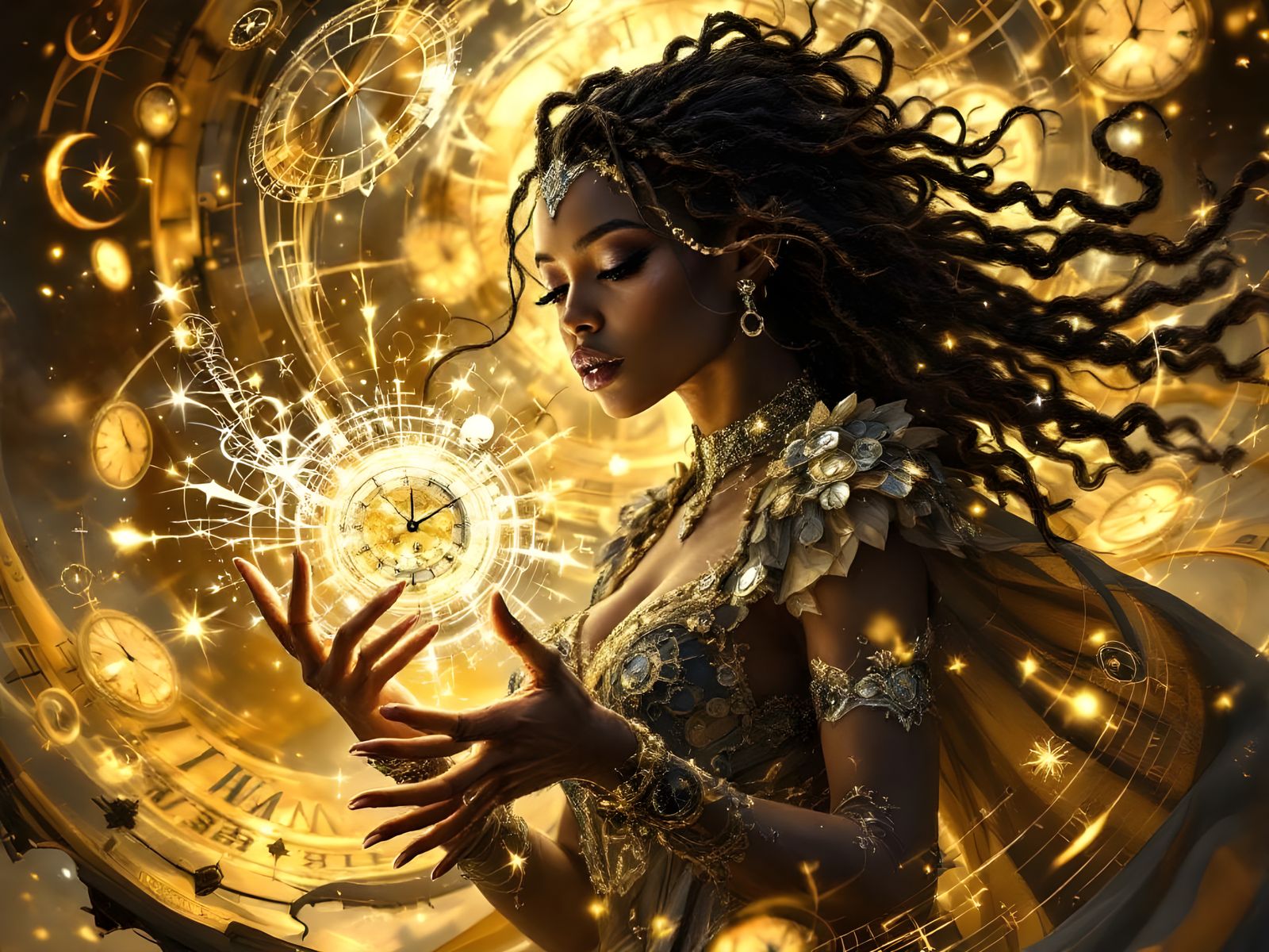 Black Chronomage Casting a Time Travel Spell