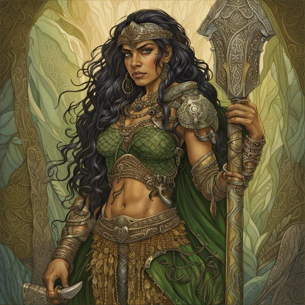 Zulu Female Barbarian Portrait in Ethereal Fantasy Style