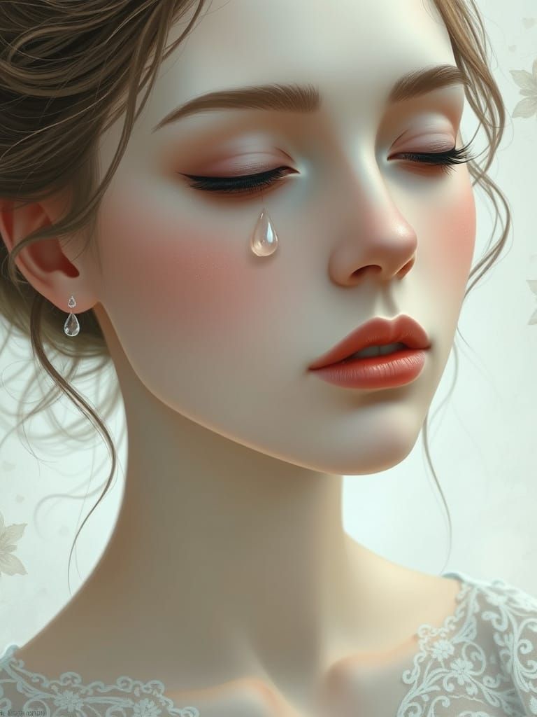 Ethereal Woman Lost in Whimsical Dream