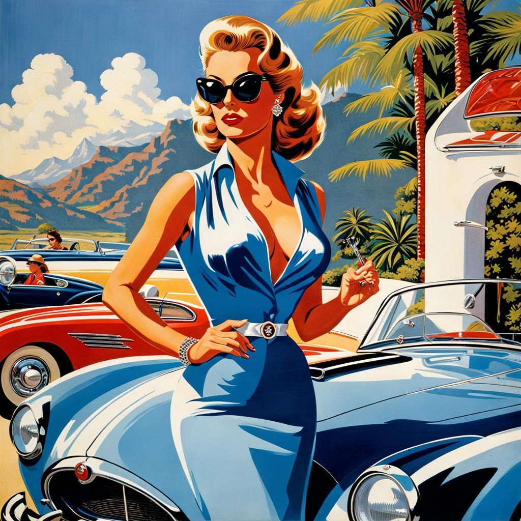 Vintage Sports Car Poster in Walt Simonson Style