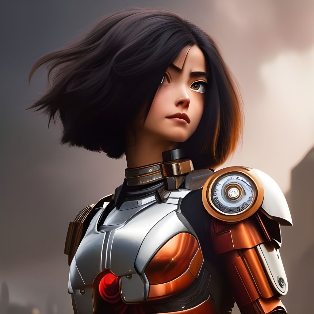 Battle Angel Alita Portrait in Hyperdetailed Digital Art