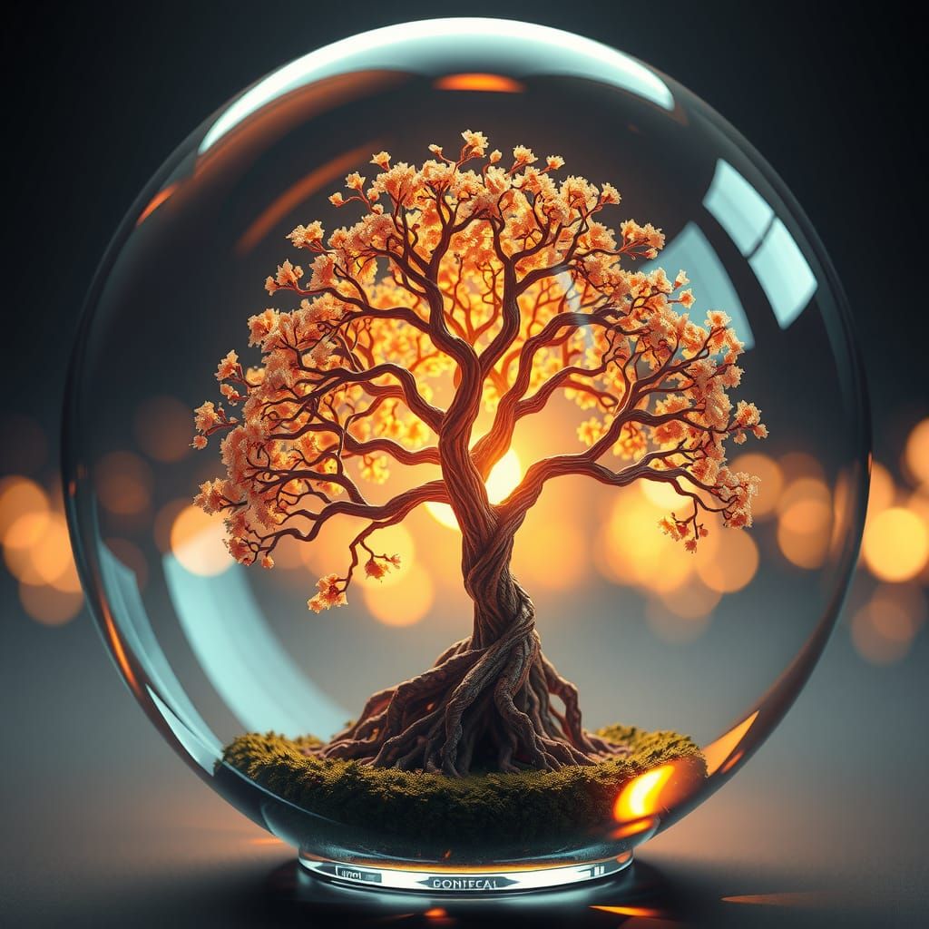 Tree of Life in Glass, Hyper-Realistic Art