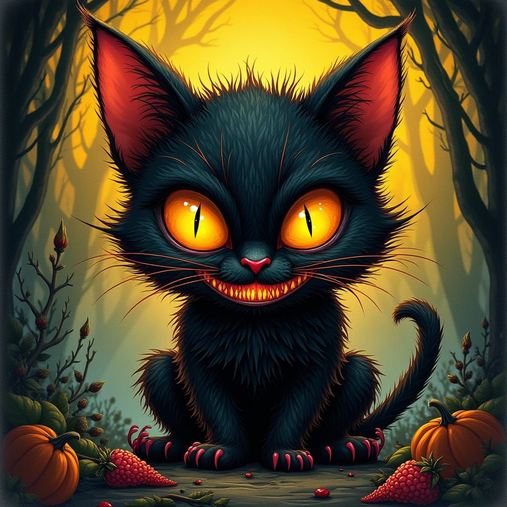 Eldritch Cat in Dark Horror Illustration