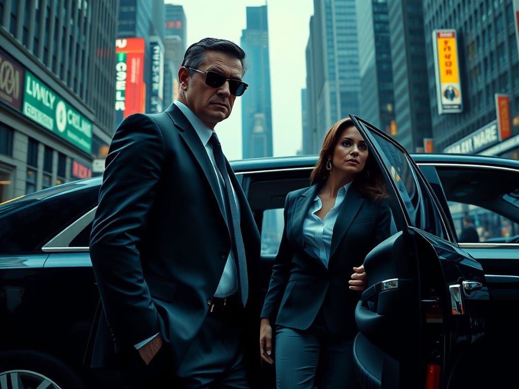 Bodyguard Protects Confident Politician in Dark, Gritty City...