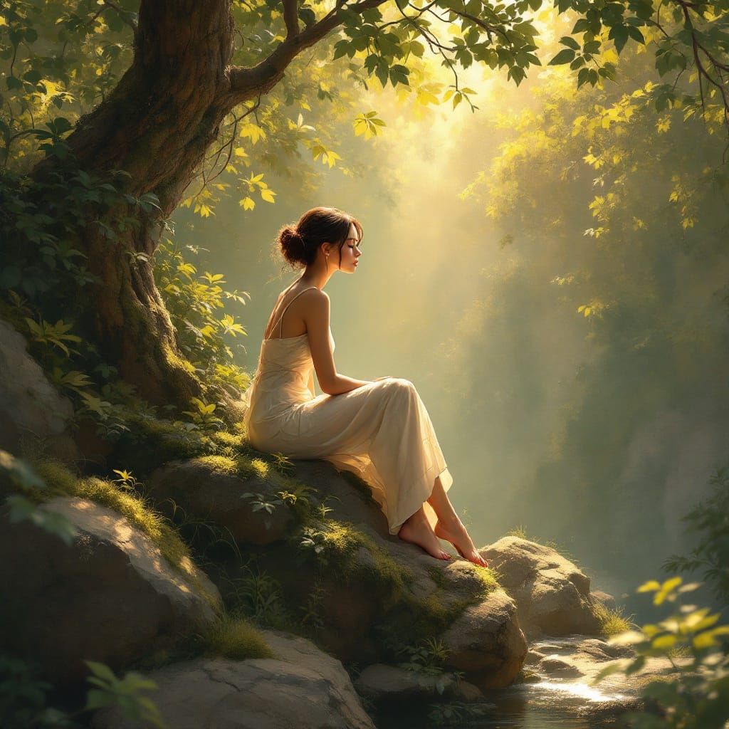 Serenity in Earthy Digital Painting