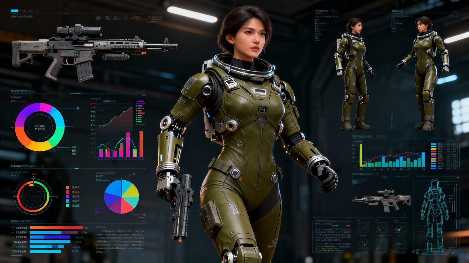 Female Combat Space Suit Design with Hyper-Activity Power