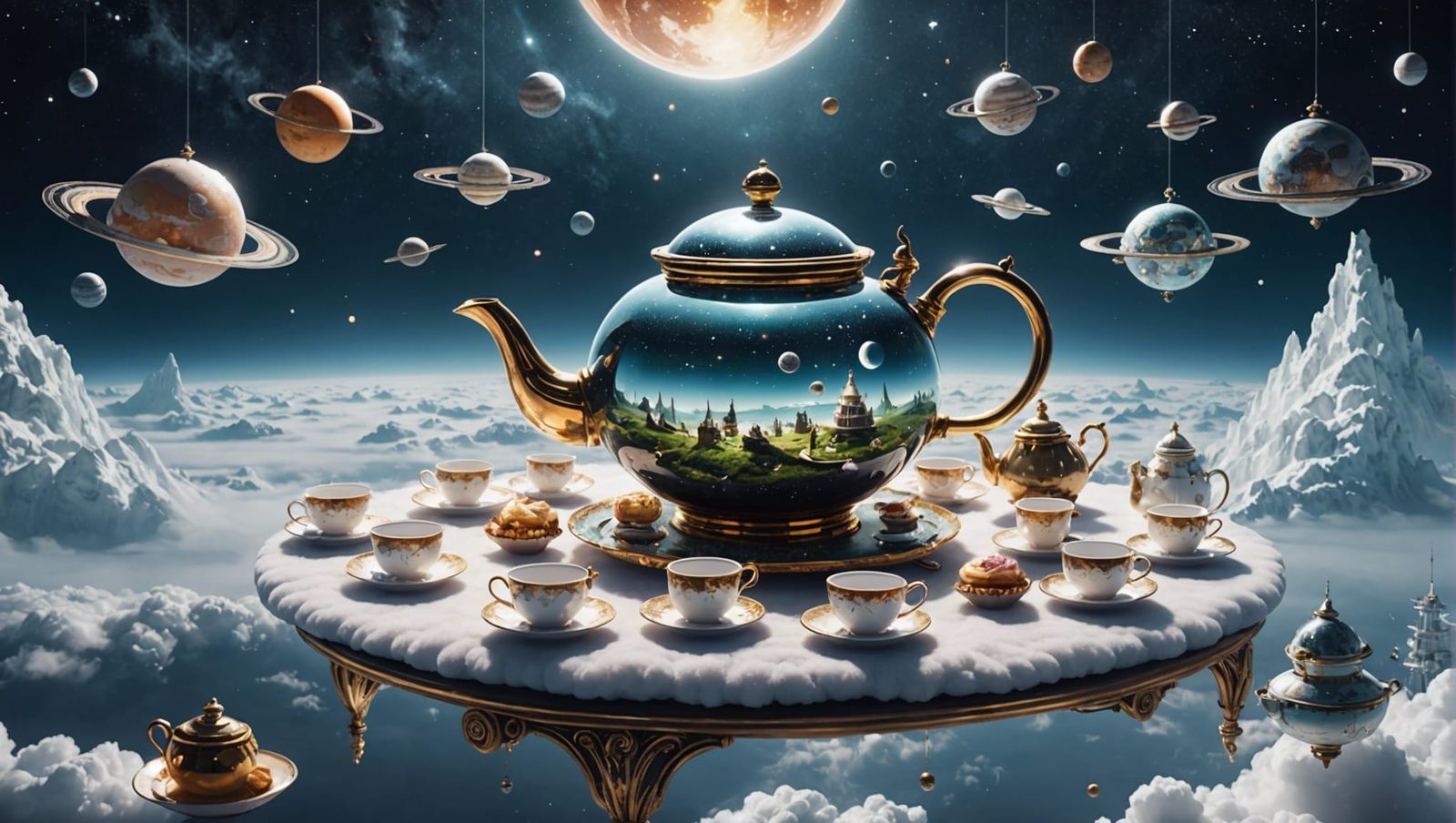 Fantastical Tea Party in Space: Floating Teapot