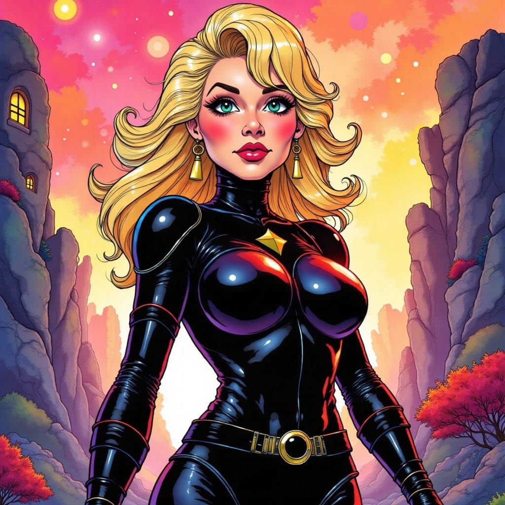 Vibrant Superheroine Dolly Parton in Hyperrealistic Style