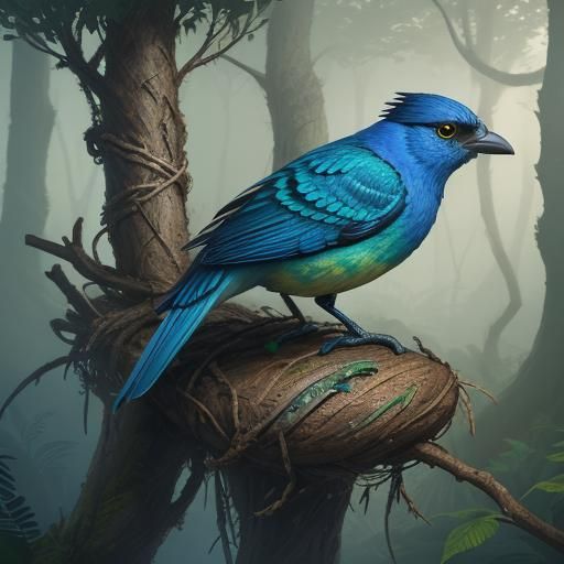 Bread Bird in Mystical Forest: Fantasy Concept Art