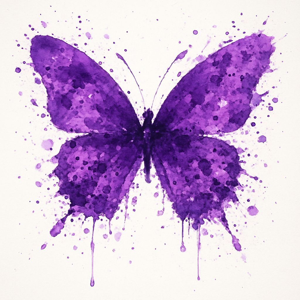 Vibrant Paint Splatter Butterfly in Deep Purple