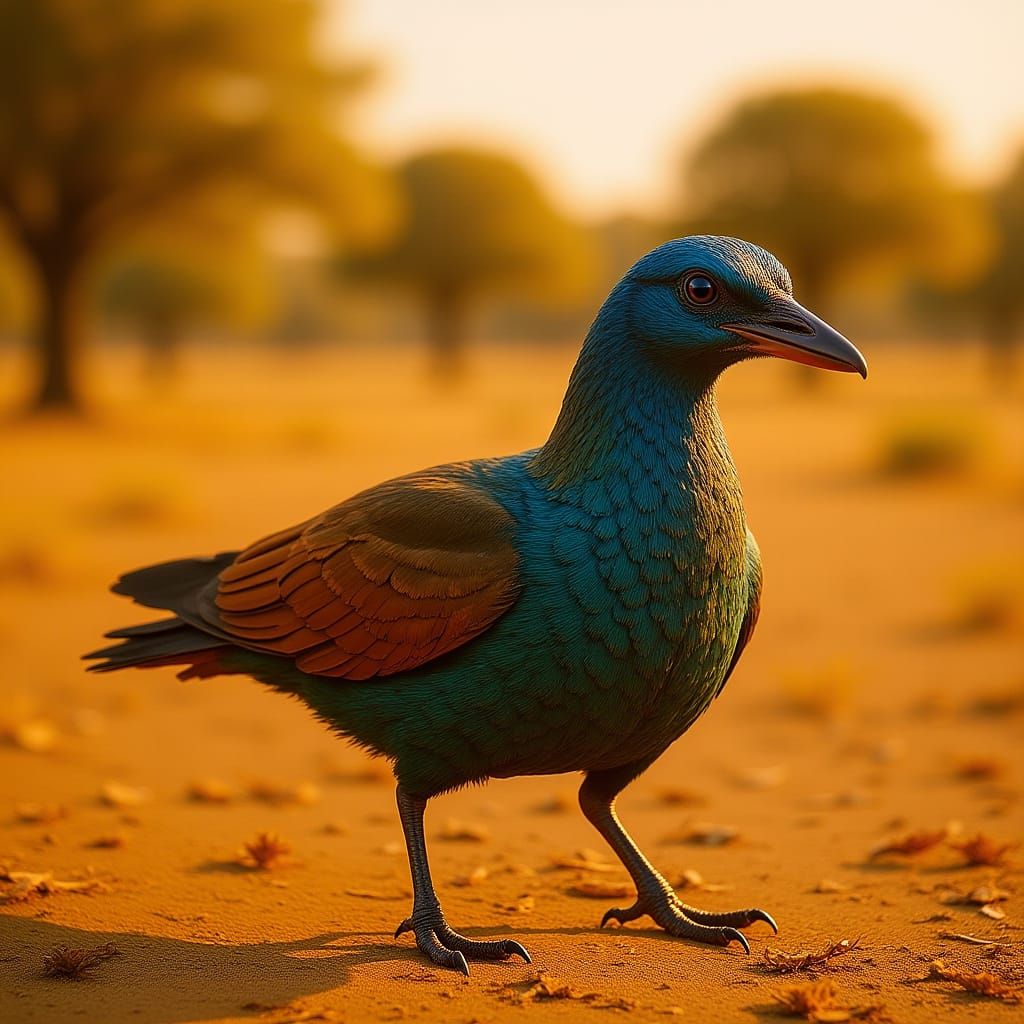 Secretarybird Strutting on Savannah: Hyper-Realistic Detail