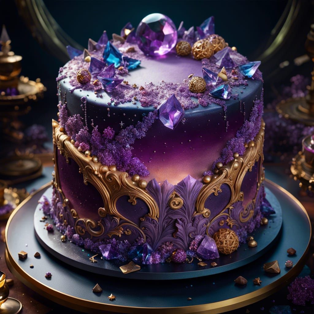 Amethyst Crystal Cake Fantasycore Digital Art