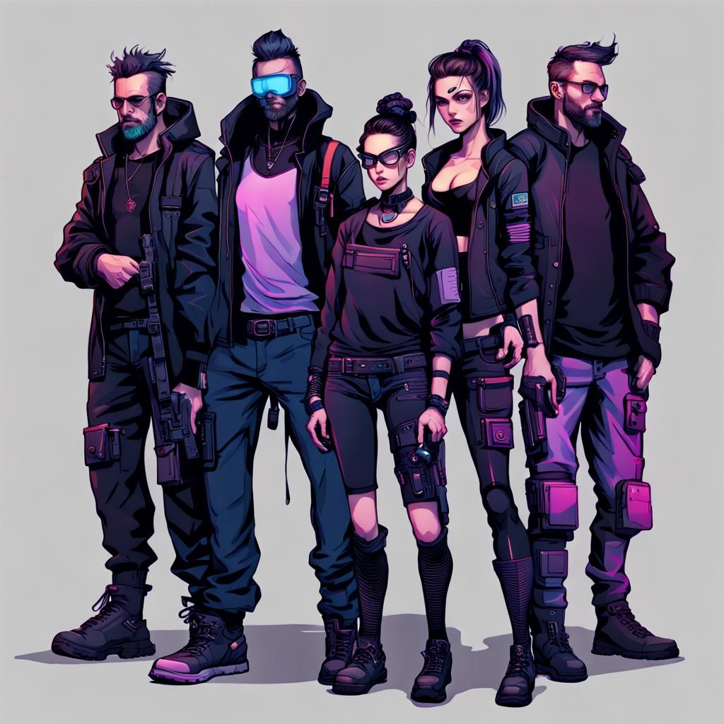 Cyberpunk Hacker Gang: A Futuristic Vision