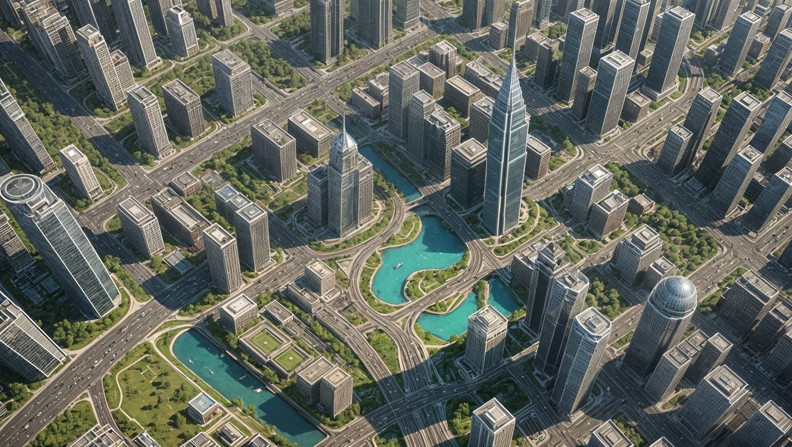 Fantasy Map: Top View of Modern City