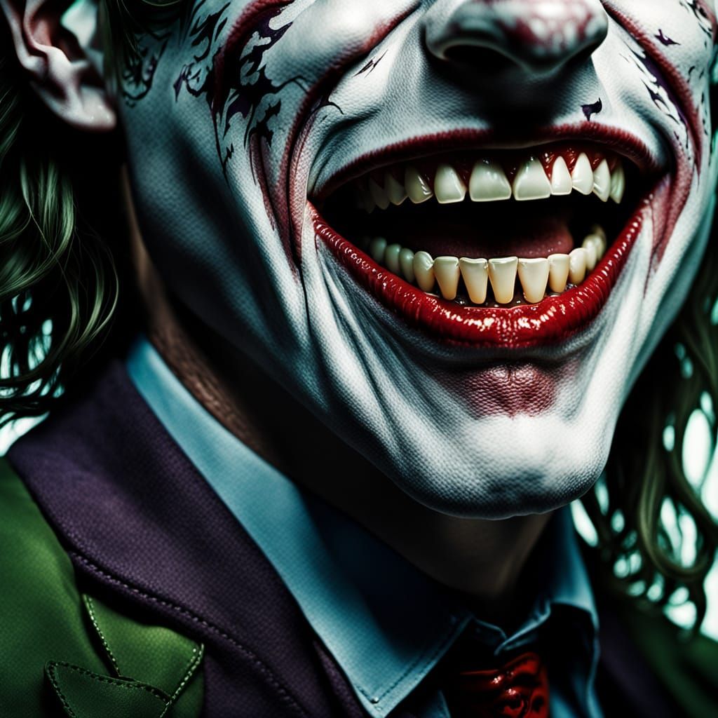 Creepy Joker Mouth With Pointed Teeth Cinematic Photo