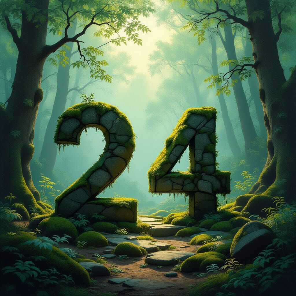 Number 24 Stone Formation in Enchanting Forest